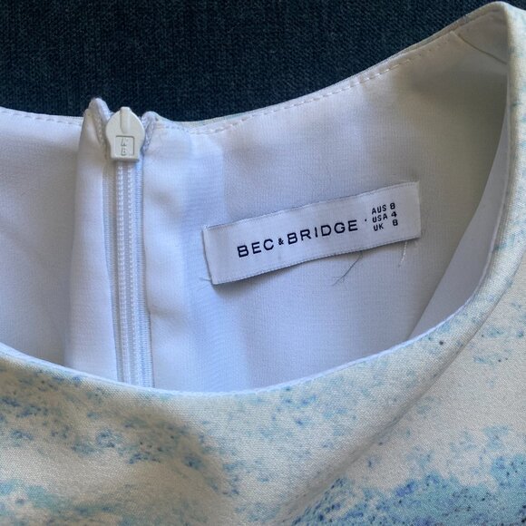 Bec & Bridge Fire and Ice Short Sleeve Mini Dress, Blue Orange, Size 4 - Picture 6 of 6